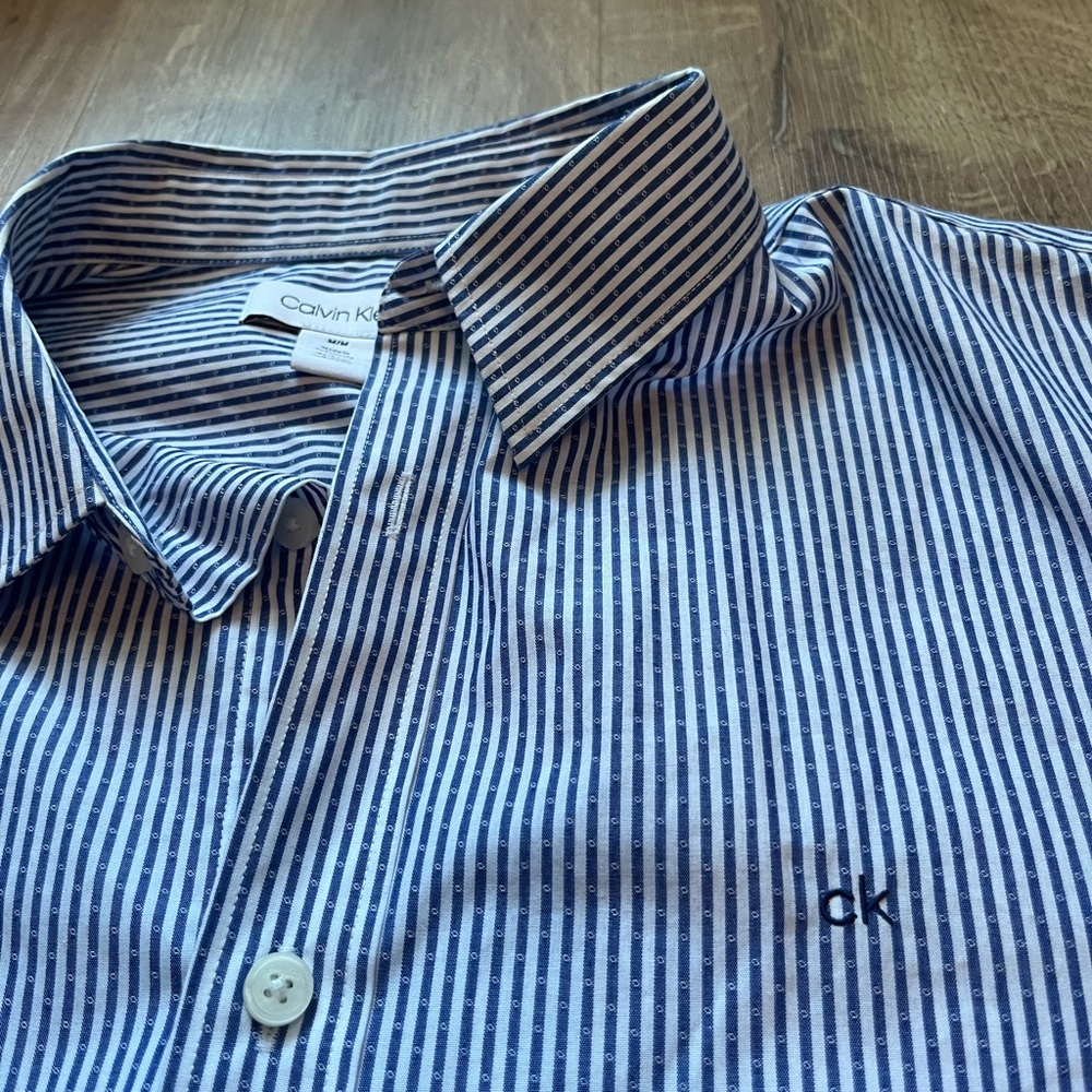 Calvin Klein Navy and White Striped Shirt